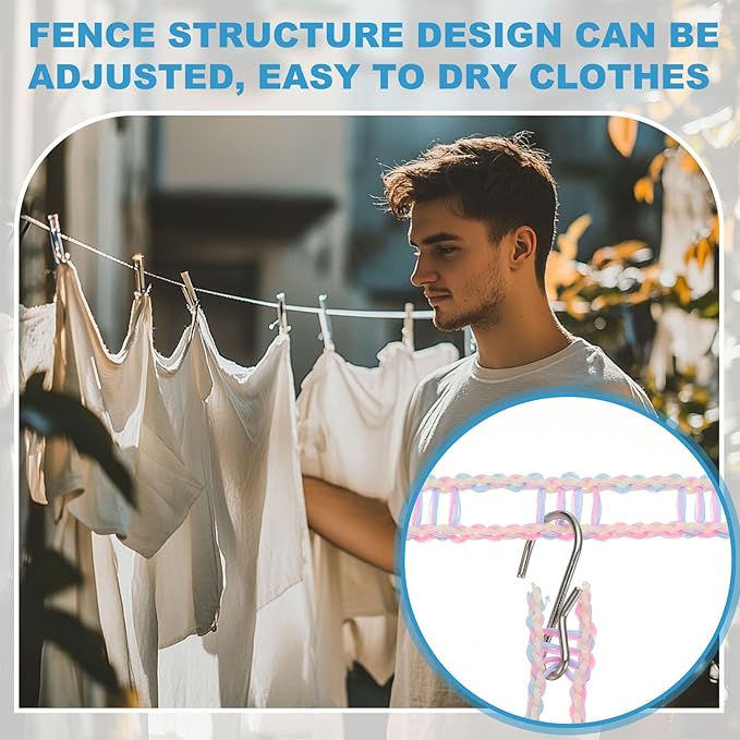 uxcell 2 Pcs Portable Travel Clothesline, 32.8ft Clothes Line Outdoors Travel Hanger Foldable Clothesline Rope with Hooks for Camping Hotel Backyard Home Cruise Ship, Purple