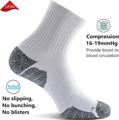 CWVLC Cushioned Compression Sport Quarter Socks for Men Women Youth
