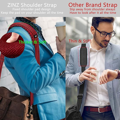 Shoulder Strap 78" Universal Handbag Strap with Ultra-thick Fixed Padded and Dual Balanced Adjustable Buckles Shoulder Crossbody Strap for Briefcase Messenger Bag Laptop bag Luggage，Bk&Red Jacquard