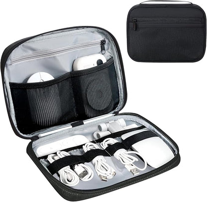 Electronics Organizer Bag, Portable Cable Organizer Case Travel Electronic Accessories Storage Case - Travel storage bag for Cables, Chargers, Phone, SD Cards - Black