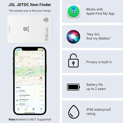 Thin-Finder-for-Wallet[Apple MFi Certified], Card-Tracker Works with Apple Find My (iOS Only), Smart-Tags-Tracker-Card for Wallet/Luggage/Passport, Bluetooth-Smart-Card, IP68 Waterproof, 1 Pack