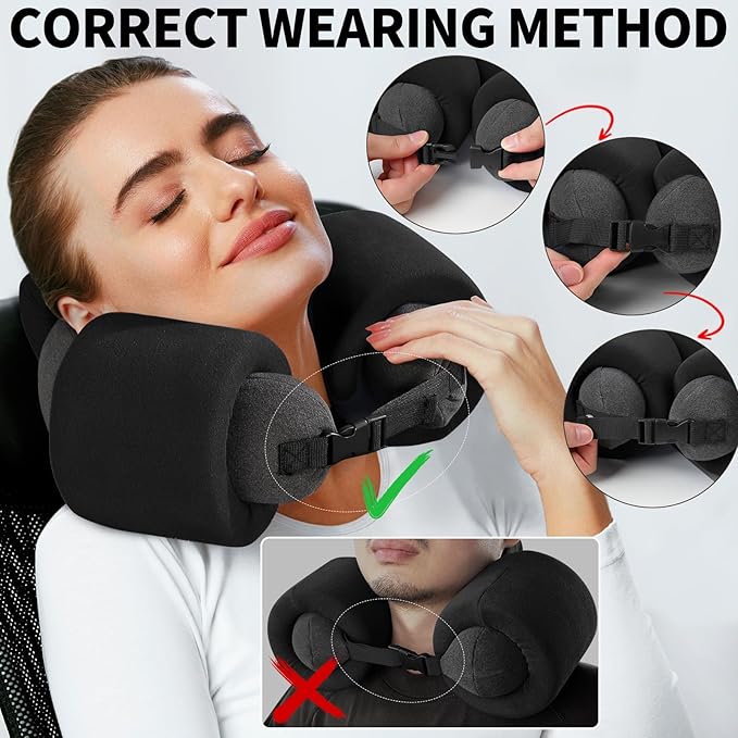 3-Ring Memory Foam Travel Neck Pillow It has obtained a Patent. The Three Rings can be movably Adjusted to Provide Flexible Support for The Neck, Head, and Other Areas.Black