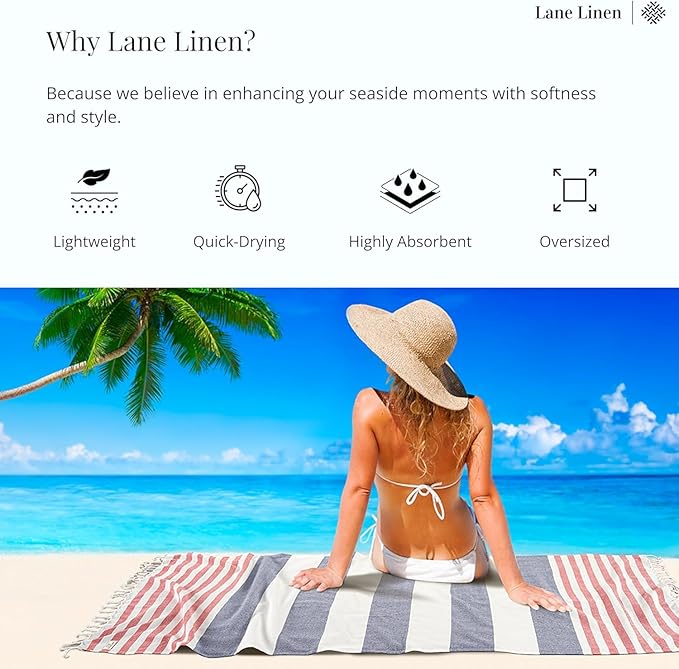 LANE LINEN Oversized Beach Towels 4 Pack - Extra Large, Absorbent & Quick Dry, No Sand, Pool Towels for Adults, 39"x71" - Multi