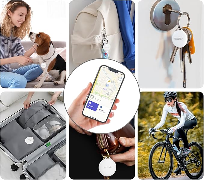 2025 New [Apple MFi Certified] (iOS Only) Air Tag, Bluetooth Tracker for Apple Find My, Replaceable Battery, Key Finder and Item Locator Smart Tag for Keys, Bags, Luggage, Pets, Wallet (White, 4PCS)