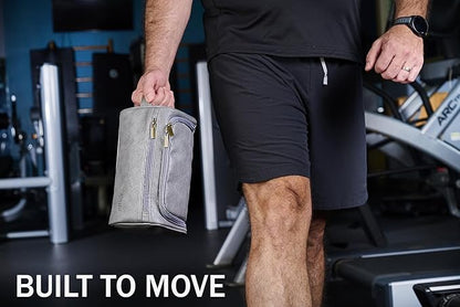 MINARAI Mens Toiletry Bag with Razor Case Included – Reinforced Stitching, Padded Panels, Holds Shape Trip After Trip, Ideal for Tight Hotel Sinks with Hook, Built for Men Who Travel Hard – GREY