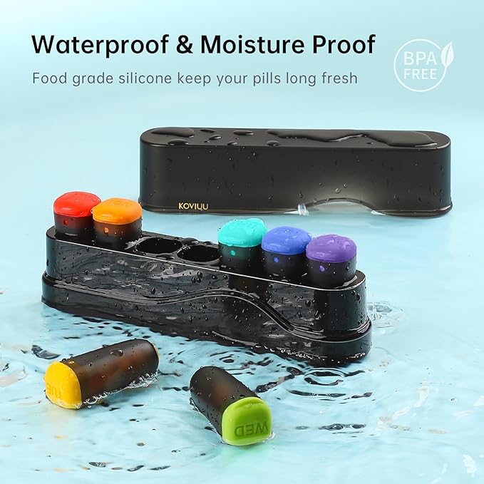 Weekly Pill Organizer 1 Time a Day, Detachable Pill Box 7 Day, Travel Pill Case, Once Daily Medication Dispenser, Week Pill Holder Container for Vitamin, Medicine, Supplement, Pillbox, Black