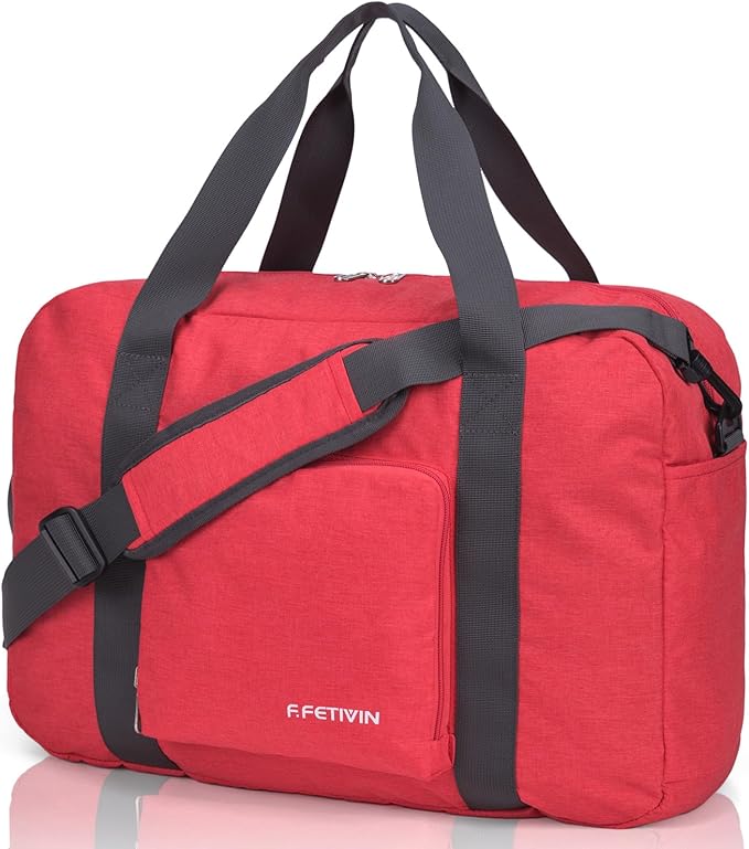 For Spirit Airlines Personal Item Bag 17.7x12.6x6.3 Foldable Travel Duffel Bag Underseat Carry-on Luggage for Women and men 25L(Orangered)