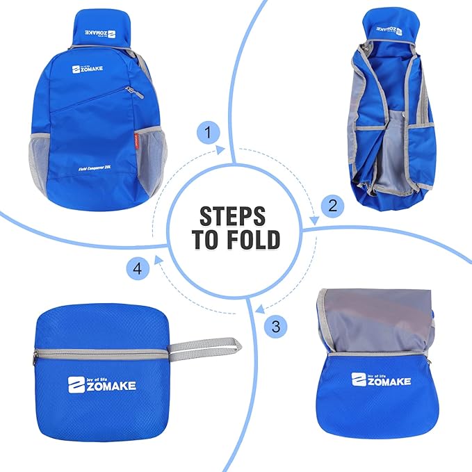 ZOMAKE Lightweight Packable Backpack 20L, Foldable Backpacks Small Daypack for Hiking Water Resistant Day Bag for Travel(Dark Blue)