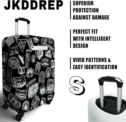World Marks Travel Luggage Cover, Travel-Themed Suitcase Protector Stretchable, Washable Travel Suitcase Cover (S for 18-20 Inch Luggage)
