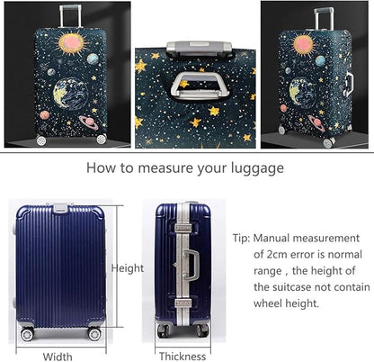 fancyfree Luggage Cover Washable Suitcase Protector Anti-scratch Suitcase cover (Interstellar Travel, L(25"-28" luggage))