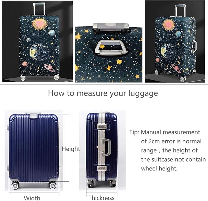 fancyfree Luggage Cover Washable Suitcase Protector Anti-scratch Suitcase cover (Interstellar Travel, S(18"-21" luggage))