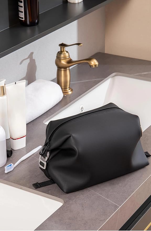 6"x 9.84" 4.5L Large Silicone Toiletry Bag,Waterproof Leakproof Foldable Travel Organizer,Dopp Kit Alternative for Men & Women,Black