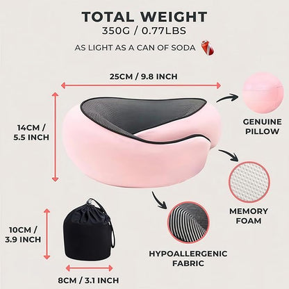 Neck Travel Pillow – Ergonomic Airplane Pillow for Neck Support & Comfort | Compact & Washable Cover | Perfect for Airplane, Car, Train & Home Use | Travel Pillow for Adults & Kids (Pink)