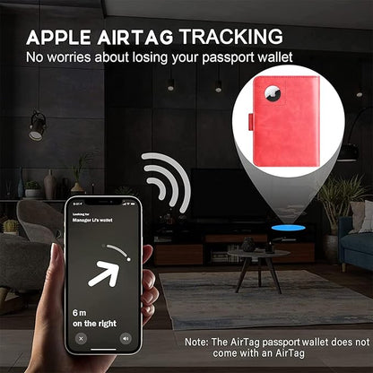 Airtag Passport Holder Cover Wallet Travel Essentials Leather Rfid Blocking Case Vacation Luggage Must Haves Travel Accessories for Men Women (117#Red)