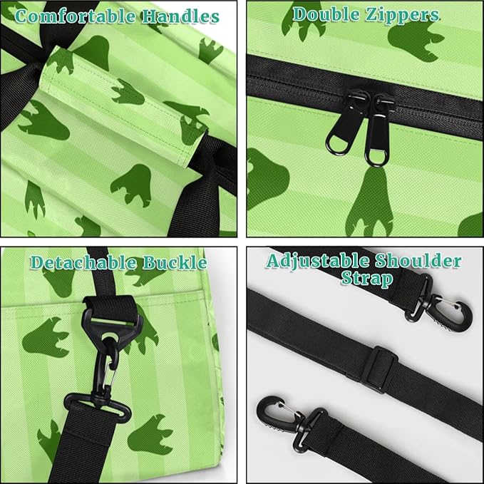 Personalized Duffel Bag for Kids Girls Boys, Cute Dinosaur Custom Name Gym Bag Overnight with Padded Handles Carry On Weekend Sports Travel Bag for School Practice Gymnastics Ballet