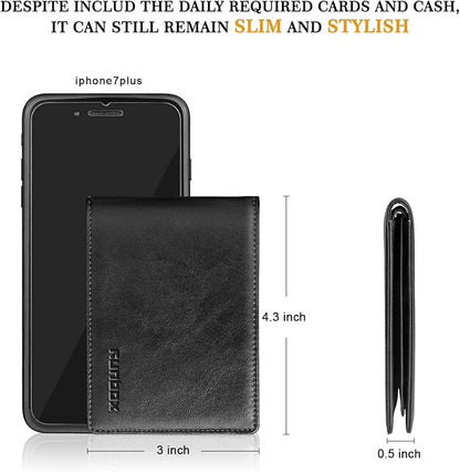 RUNBOX Wallet for Men Slim Rfid Leather 2 ID Window With Gift Box