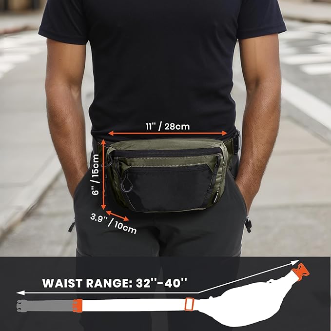 Tactical CCW Fanny Bag, Concealed Carry Fanny Pack w/Adjustable Waist Belt Tactical Waist Bag Handgun Pouch with Universal Pistol Holster, Everyday Hip Pack for Men Travel Outdoor (Range Green)