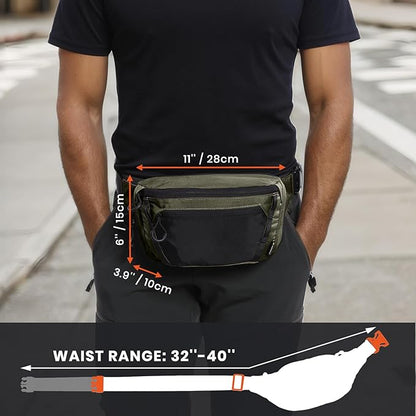 Tactical CCW Fanny Bag, Concealed Carry Fanny Pack w/Adjustable Waist Belt Tactical Waist Bag Handgun Pouch with Universal Pistol Holster, Everyday Hip Pack for Men Travel Outdoor (Range Green)