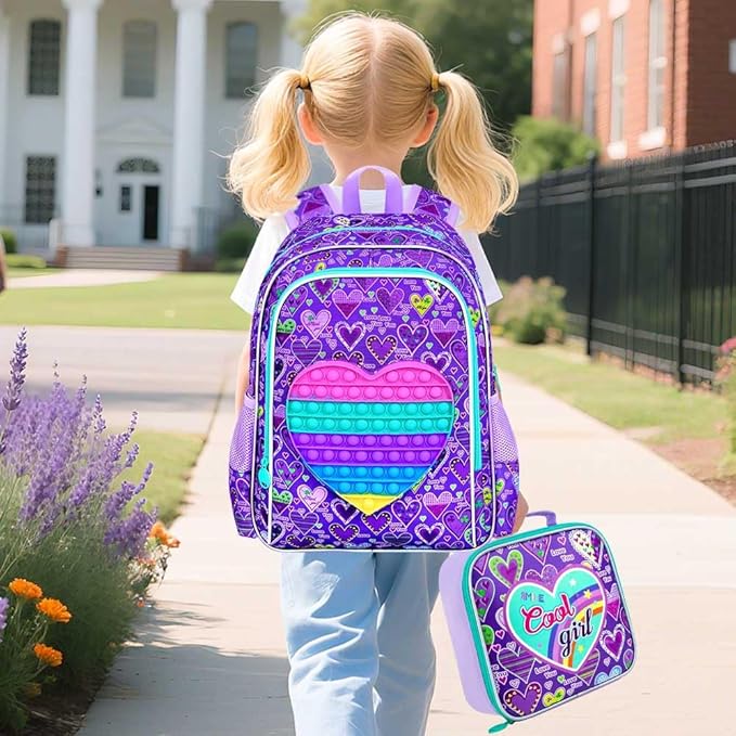 AGSDON 5 Piece Kids Luggage Set for Girls, Cute Rolling Wheels Suitcase for Toddler, Children Travel Carry on Suitcase -Love