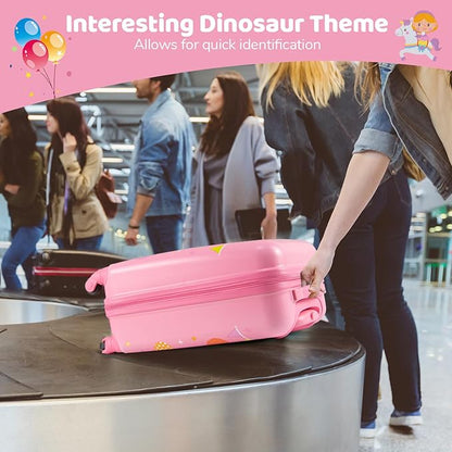 HONEY JOY Kids Luggage, Travel Backpack & Hard Shell Toddler Suitcase, Children Rolling Luggage with Wheels, Retractable Handle & 4 Casters, 2Pcs Carry On Luggage Set for Boys Girls(Pink Horse Girl)