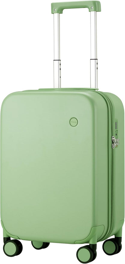 mixi Upgrade Carry on Luggage Suitcases with Spinner Wheels, Hardside Rolling Suitcase PC with TSA Lock Lightweight Travel Case 20in Carry-On, Fine Grid Avocado Green