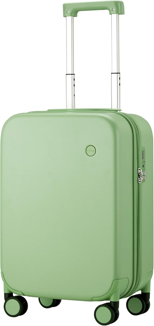 mixi Upgrade Carry on Luggage Suitcases with Spinner Wheels, Hardside Rolling Suitcase PC with TSA Lock Lightweight Travel Case 20in Carry-On, Fine Grid Avocado Green