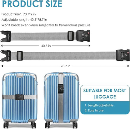 Travel Inspira Luggage Straps for Suitcases with TSA Lock, Protect Your Luggage Anti-Burst, High Visibility Color, Easy to Identify Luggage Adjustable Heavy Duty Belt for 20-32 Inch Suitcases