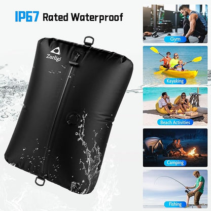 Zurligi Vacuum Bags for Travel with Pump, Vacuum Compression Bag with Adjustable Shoulder Strap, IP67 Reusable Vacuum Packing Cubes for Luggage, Backpack, Suitcase, Yoga, Swim, Beach