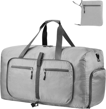 Dimayar Travel Duffle Bag for Men Women - Foldable Duffel Bag with Shoes Compartment - Overnight Bags Waterproof & Tear Resistant(85L,Space Gray)
