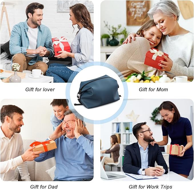 Vomgomfom 3L 6.5 Inch Silicone Toiletry Bag, Waterproof Leakproof Travel Cosmetic Organizer, Adjustable G-Buckle Compression Dopp Kit, Foldable Makeup Bag for Women & Men, Navy