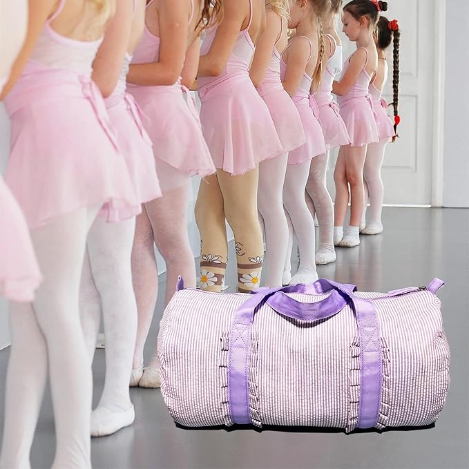 Gabigaba Kids Travel Overnight Bag Seersucker Carry On Lightweight Weekender Duffel Bag for Boys and Girls (Pleated Purple)