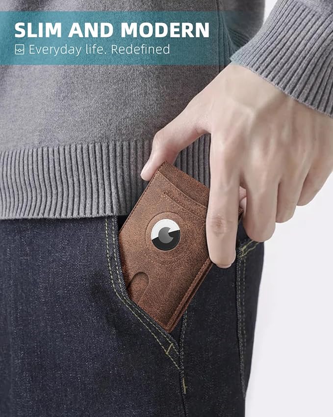 Zitahli Men's Wallets Airtag Holder Slim Rfid Leather with Gift Box