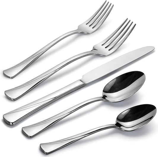 Alata Alice 20-Piece Silverware Set Stainless Steel Flatware Set,Service for 4,Mirror Polished Cutlery Set,Dishwasher Safe