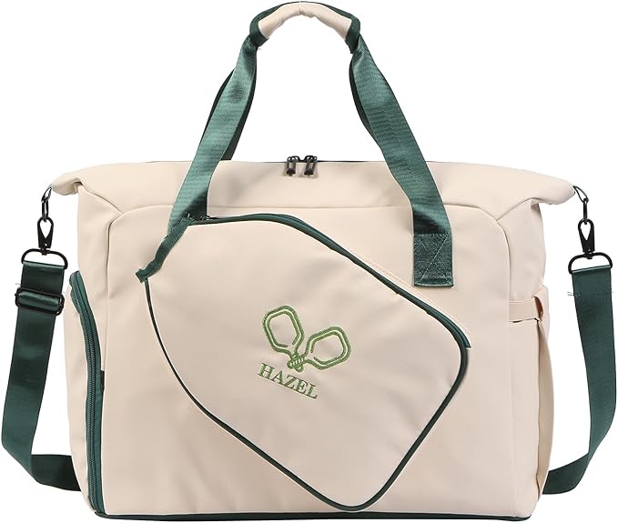 Personalized Duffel Bag Custom Sport Gym Travel Bags Embroidered Name Text Customized Dry Wet Separated Weekend Waterproof Bag for Women Men (D-Beige)