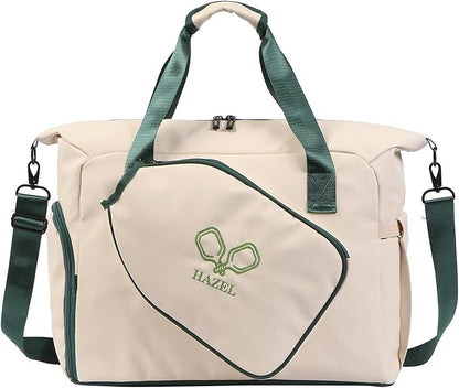 Personalized Duffel Bag Custom Sport Gym Travel Bags Embroidered Name Text Customized Dry Wet Separated Weekend Waterproof Bag for Women Men (D-Beige)