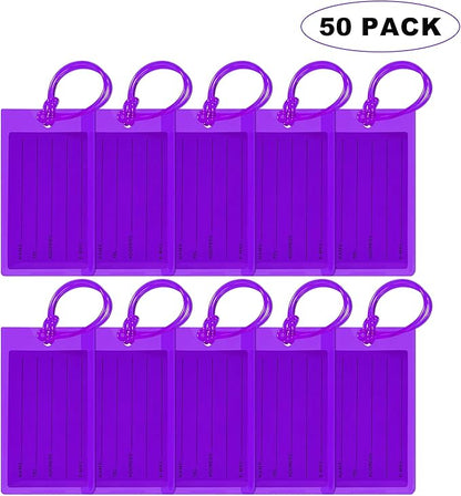 50 Pack Luggage Tags for Suitcases, Airplane Travel Essentials for Flying, International Travel Must Haves, and Luggage Accessories by Sodsay