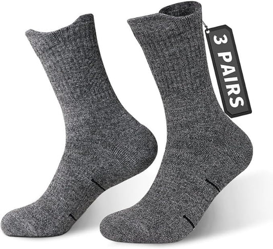 Mohair Wool Compression Running Socks 3 Pairs Anti-Blister Crew Socks Moisture Wicking Target Cushion Athletic Hiking Socks