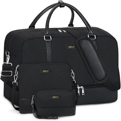 Weekender Bags for Women Overnight Bags with Shoe Compartment 21" Duffle Travel Bag for Traveling Weekend Gift 3pcs Set