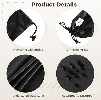 14 PCS Shoe Bags for Travel, Black Satin Single Travel Shoe Bags for Packing In Suitcase, Portable Shoe Covers for Leather Shoes Heels Boots, Lightweight Shoe Packing Organizer