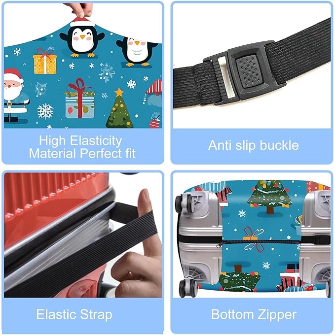 Christmas & Cute Animal Luggage Cover – Stretchable Waterproof Suitcase Protector, Holiday & Travel Luggage Sleeve, Multiple Patterns, M