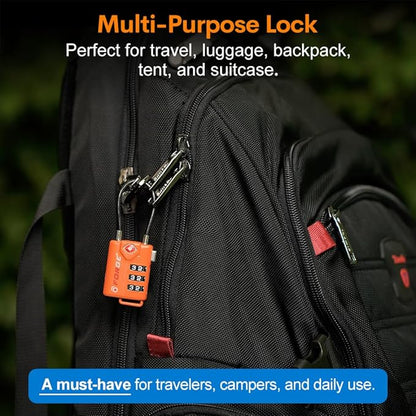 TSA Approved Cable Luggage Locks, Re-settable Combination with Alloy Body, Orange 2 Locks.
