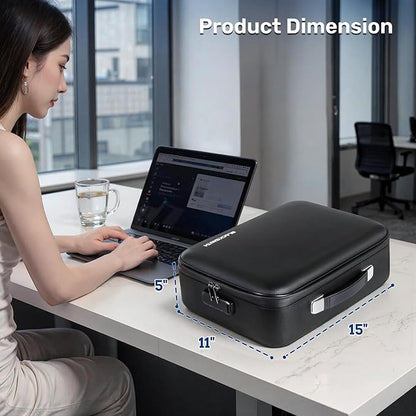 BlackSmith Fireproof Document Box, 4200°F Heat Resistant & Waterproof Hard Case 13 Layers File Organizer with Lock, Portable Safe for Important Documents, Certificates, Travel Use-Black