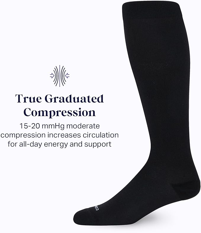 Comrad Nylon Knee High Socks - 15-20mmHg Graduated Compression Socks - Soft & Breathable Support Unisex Socks