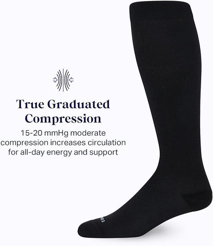 Comrad Nylon Knee High Socks - 15-20mmHg Graduated Compression Socks - Soft & Breathable Support Unisex Socks