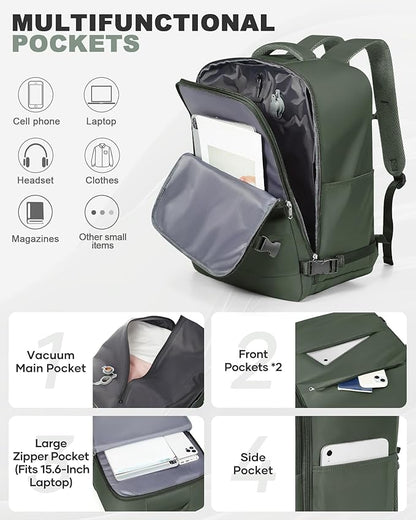 coofay Large Vacuum Backpack Travel with Pump Vacpack Travel Backpack with Vacuum System Compression Backpacks for Travel Easy Vac Pack Carry on Luggage