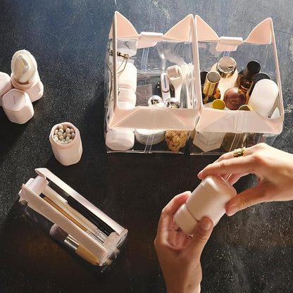 Cadence Travel Containers - 2 Piece Haircare Set - Magnetic Travel Capsules - For Shampoo, Conditioner, Hair Styling Product - 1 Small & 1 Medium Capsule - Shampoo & Conditioner Labels - Eucalyptus