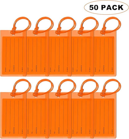 50 Pack Luggage Tags for Suitcases, Airplane Travel Essentials for Flying, International Travel Must Haves, and Luggage Accessories by Sodsay