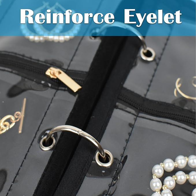 Travel Jewelry Organizer Case,Jewelry Bags for Traveling, Jewelry Binder with 24 Pcs Clear Zipper Velvet Pouches (Inner Pages, 3 PCS)