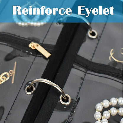 Travel Jewelry Organizer Case,Jewelry Bags for Traveling, Jewelry Binder with 24 Pcs Clear Zipper Velvet Pouches (Inner Pages, 3 PCS)