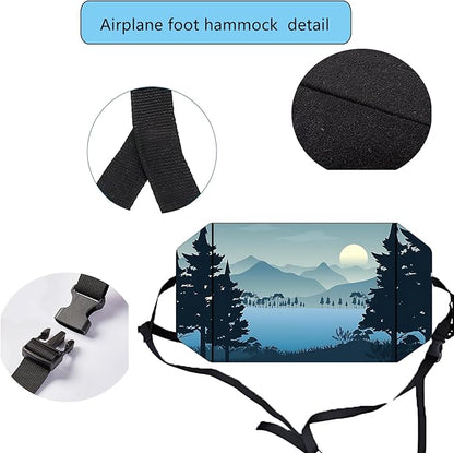 Airplane Foot Hammock for Plane Travel Ajustable Foot Rest for Plane Comfort Sling Airplane Gadgets for Adult Long Fling,Plane Travel Essentials (Mountain)